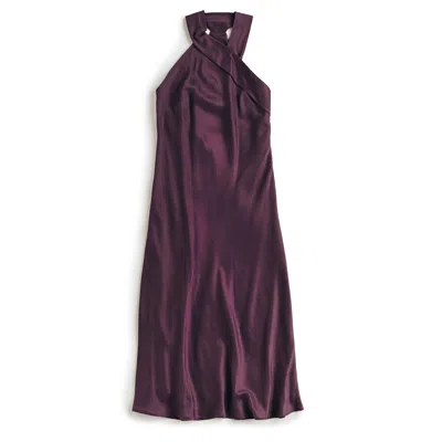 Mionè Women's Halter Neck Silk Dress - Pink & Purple In Multi