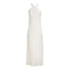 Mionè Women's Long Silk Halter Neck Dress - White In White
