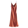 Mionè Women's Midi Silk Slip Dress - Brown In Brown