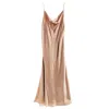 Mionè Women's Midi Silk Slip Dress - Gold In Gold