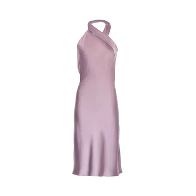 Mionè Women's Purple Twist Halterneck Dress - Lilac