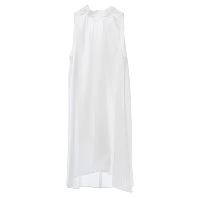 Mionè Women's Short Silk Dress With High Neck White