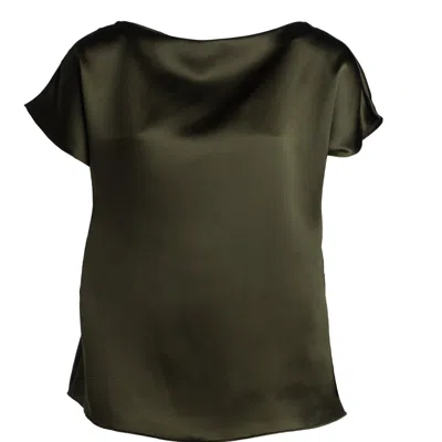 Mionè Women's Silk Boat Neckline Blouse - Green