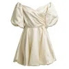 Mionè Women's Silk Dress With Puff Sleeves - White In White