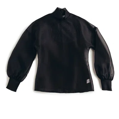 Mionè Women's Silk Organza Blouse With High Neck Black
