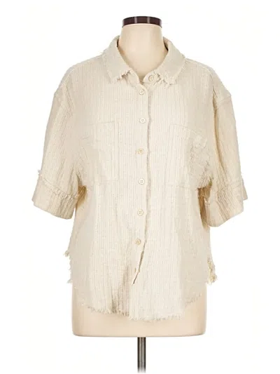 Pre-owned Miou Muse 3/4 Sleeve Button Down Shirt In Ivory