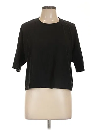 Pre-owned Miou Muse 3/4 Sleeve Top Black Crew Neck Tops