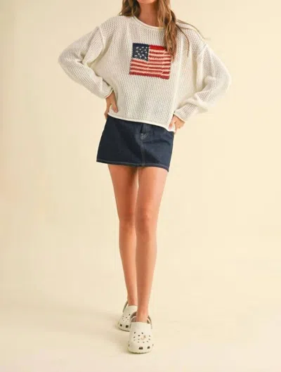 Miou Muse All-american Crew Sweater In Ivory In White
