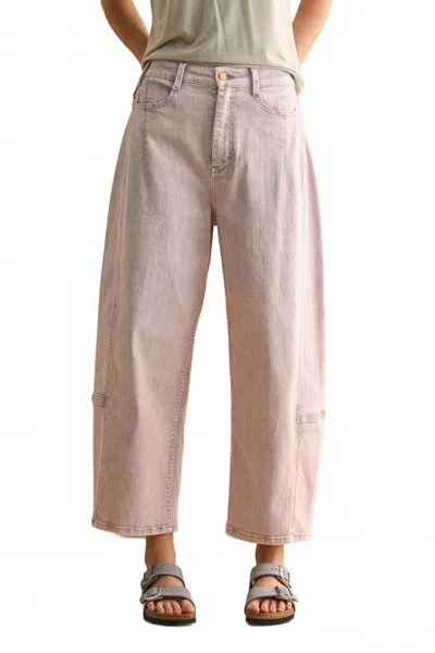 Miou Muse Amber Barrel Denim Jeans In Beige In Pink