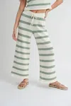 Miou Muse Angelique Striped Knit Pants In Sage In Multi