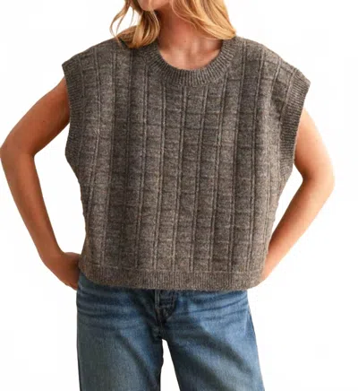 Miou Muse Ariana Textured Woven Sweater Vest In Grey/beige In Brown