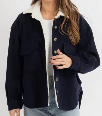 Miou Muse Averie Shearling Jacket In Indigo In Multi