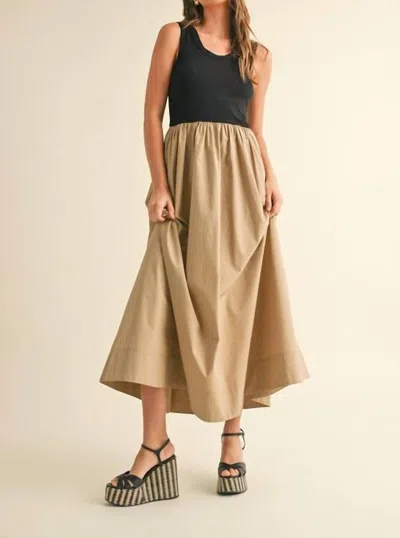 Miou Muse Bailey Midi Dress In Camel/black In Multi