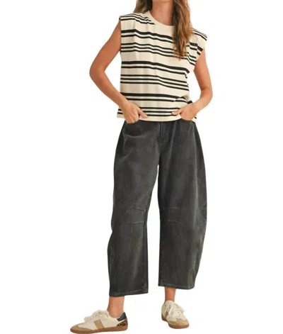 Miou Muse Barrel Cotton Pants In Black