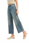 Miou Muse Barrel Denim Jeans In Medium Wash In Blue