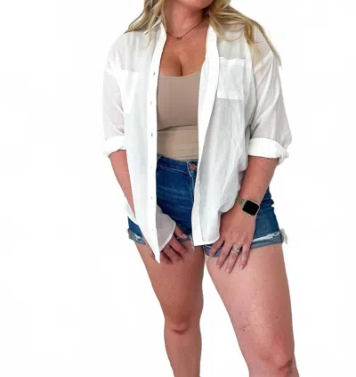 Miou Muse Bayside Cotton Button-down Shirt In White