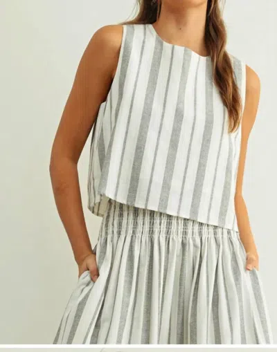 Miou Muse Bea Stripe Tank Top In Black/oatmeal In White