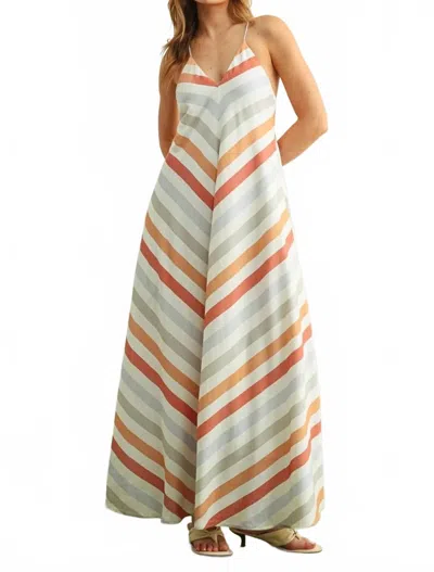 Miou Muse Beach Babe Maxi Dress In Multicolor Stripe