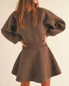 MIOU MUSE BEAR SWEATER DRESS IN BROWN
