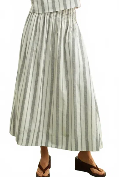 Miou Muse Blaire Smock Waist Long Skirt In Black/oatmeal In Green