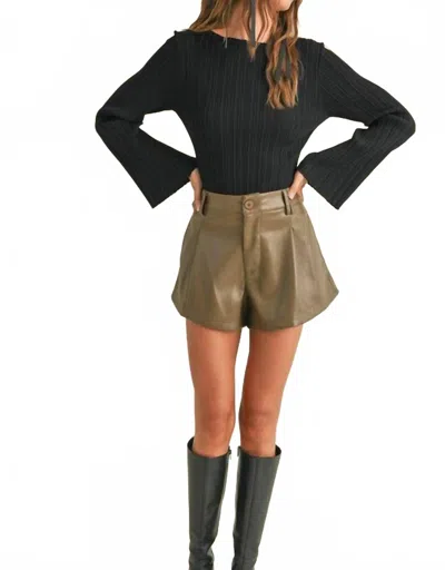 Miou Muse Boat Neck Ribbed Long Sleeve Top In Black