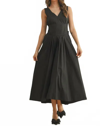 Miou Muse Bow Detail Woven Dress In Black