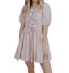 MIOU MUSE BOW STRIPED DRESS IN RED