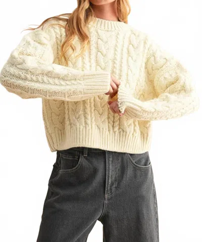 Miou Muse Braid For This Cable Knit Sweater In Ivory In Multi