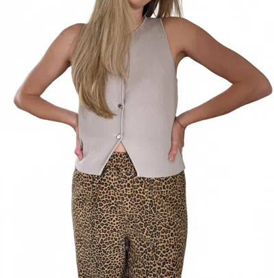 Miou Muse Briar Metal Buttoned Sleeveless Top In Grey In Gray