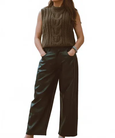 Miou Muse Broadway Barrel Wide Leg Pants In Black In Green