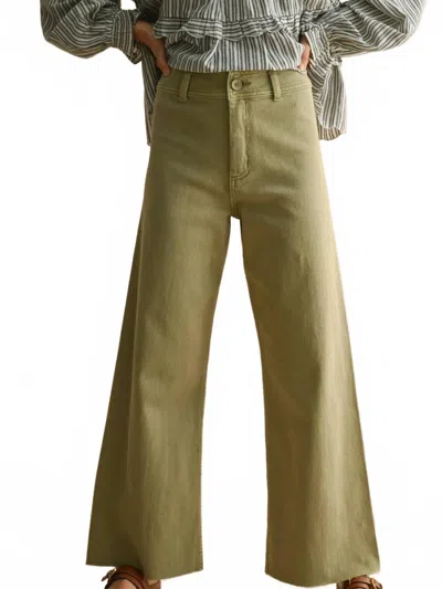 Miou Muse Bronx Wide Leg Colored Jeans In Olive Green