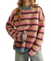 Miou Muse Brushed Effect Striped Sweater In Multi In Multi
