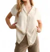 Miou Muse Button Down Cap Sleeve Shirts In White In White