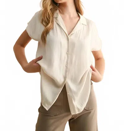Miou Muse Button Down Cap Sleeve Shirts In White