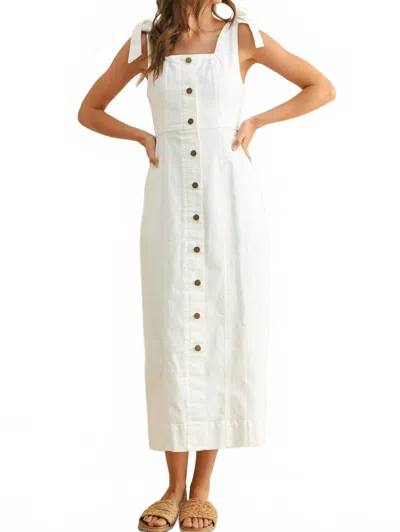 Miou Muse Button Down Stretch Cotton Dress In White