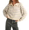 Miou Muse Button Down Striped Cardigan In Blue In Blue