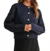 Miou Muse Button Front Cardigan In Navy In Blue
