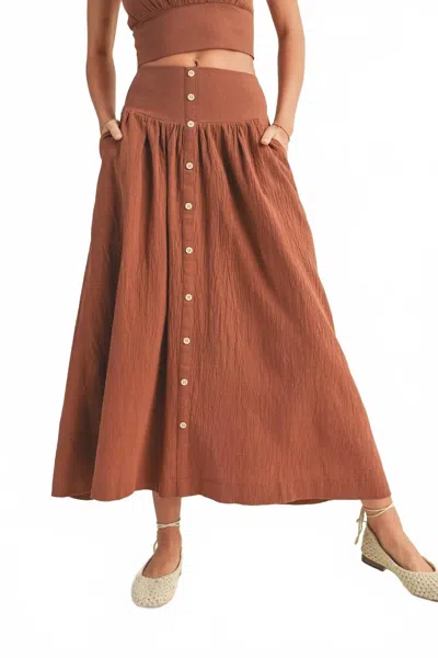 Miou Muse Button-down Maxi Skirt In Espresso In Brown