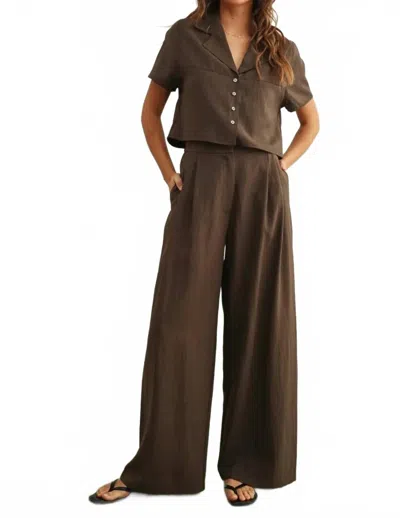 Miou Muse Button-up Cropped Shirt In Mocha In Brown