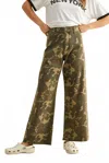 Miou Muse Camoflauge Wide Leg Pants In Green
