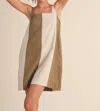 Miou Muse Cascade Mini Dress In Olive/cream In Multi