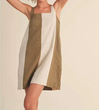 Miou Muse Cascade Mini Dress In Olive/cream In Multi