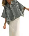 Miou Muse Cassidy Cape Style Denim Jacket In Blue In Blue
