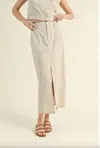 Miou Muse Casually Longc Skirt In Oatmeal In White