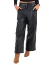 Miou Muse City Chic Leather Wide Leg Straight Pants In Black In Black