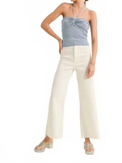 Miou Muse Cloud Wide Leg Denim Jeans In Off White In Multi