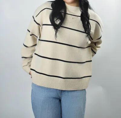 Miou Muse Coastal Striped Sweater In Cream In White