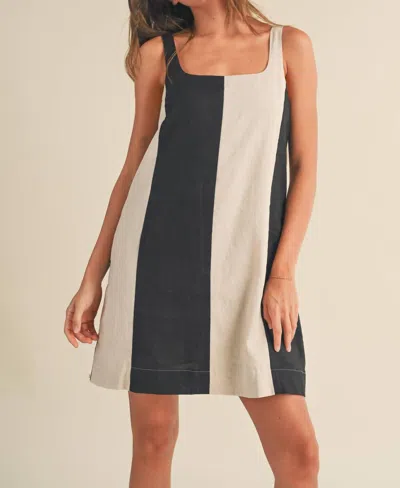 Miou Muse Color Block Mini Dress In Beige/ Black In Multi