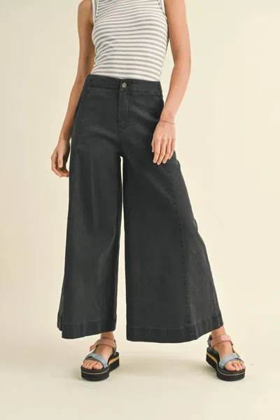 Miou Muse Cotton Wide Leg Jeans In Black