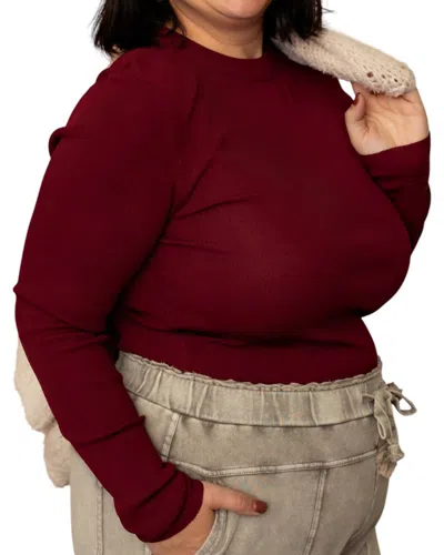 Miou Muse Counting Days Ribbed Knit Top In Wine In Red